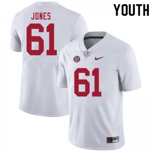 NCAA Youth Alabama Crimson Tide #61 Nathan Jones Stitched College 2020 Nike Authentic White Football Jersey TS17R05QK